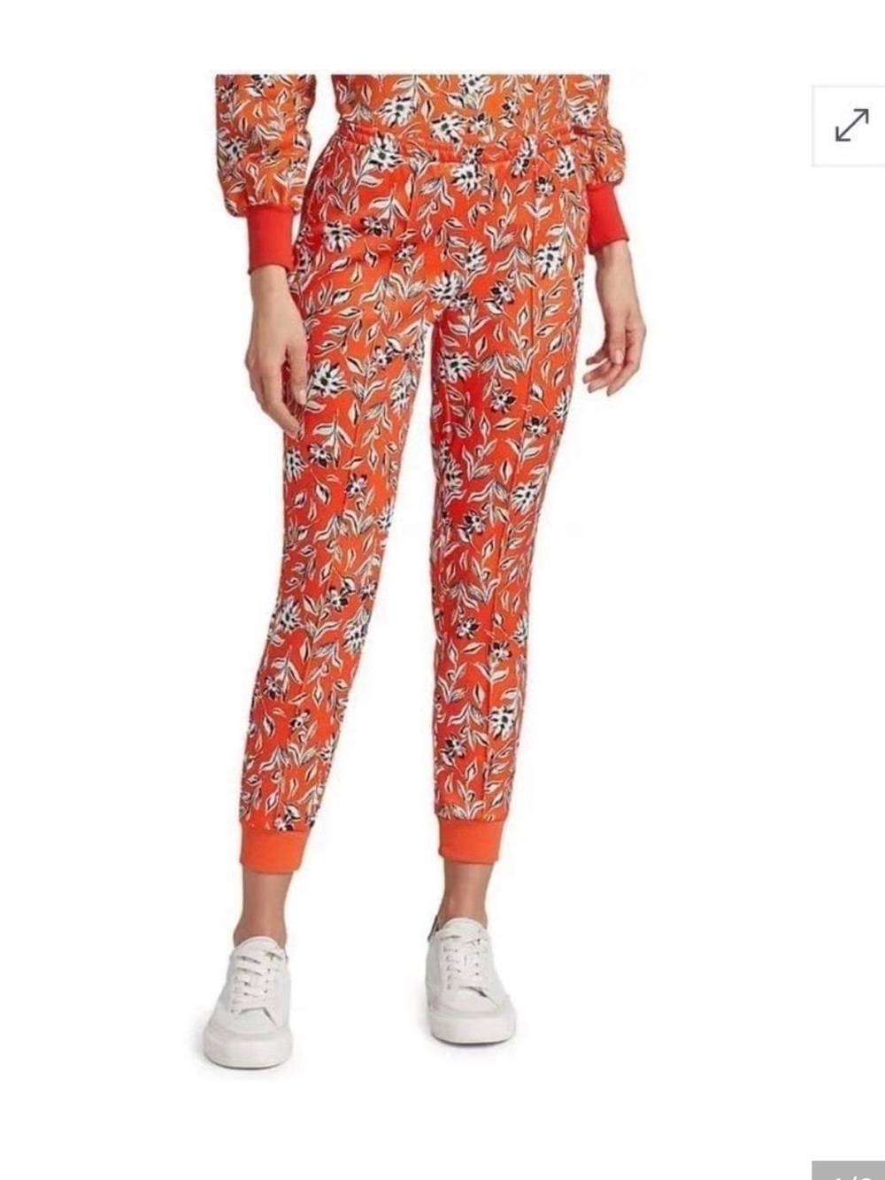 Alice + Olivia Orange Floral Track Joggers